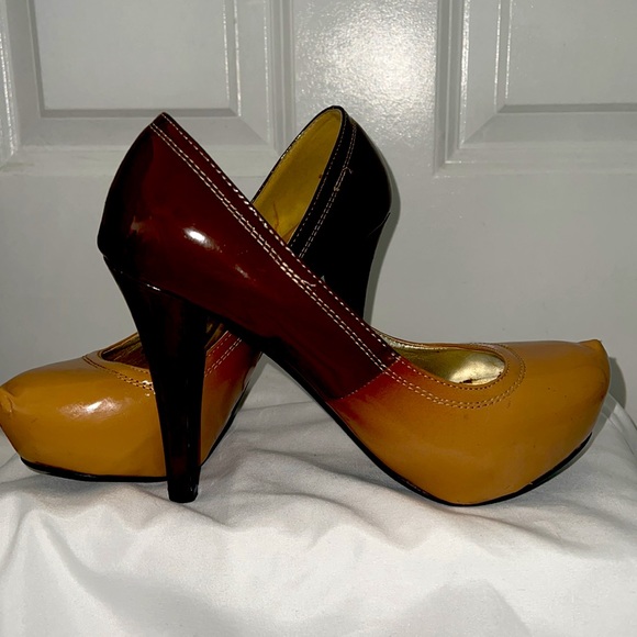 Two toned platform heels, nude and brown - Picture 2 of 8